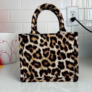 H&M Leopard Canvas Mini Tote/Leopard purse/Leopard tote/Canvas Tote bag/Minitote